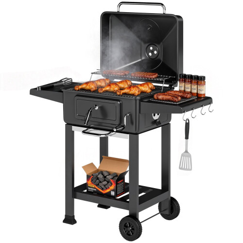 Outsunny Barbacoa de Carbón Negro 112 x 63 x 101.5 cm