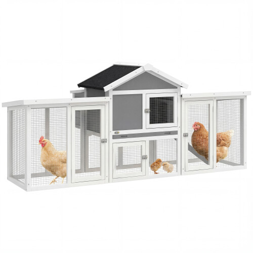 PawHut Gallinero Gris 204 x 85 x 93 cm