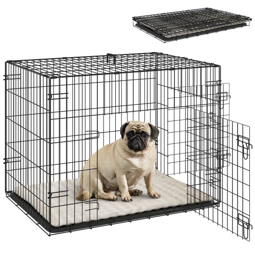 PawHut Jaula para Perro Negro 75 x 48.5 x 53 cm
