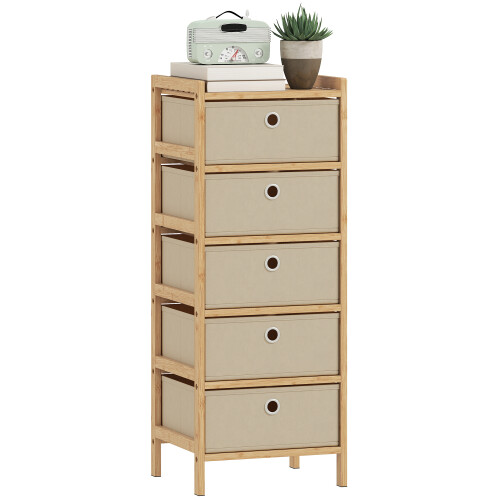 Homcom Cómoda de Tela Beige 33 x 29 x 85 cm