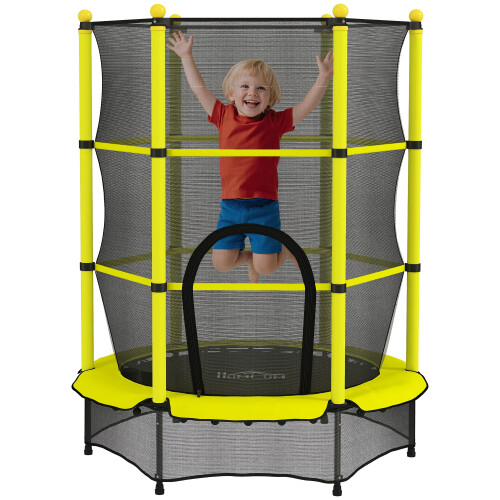 Homcom Cama Elástica Infantil Amarillo 140 x 140 x 190 cm