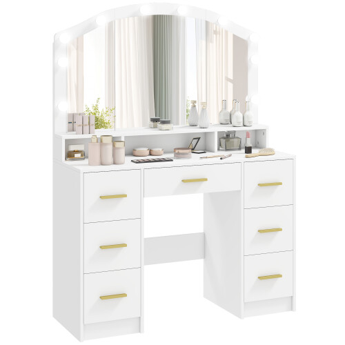 Homcom Tocador de Maquillaje Blanco 110 x 40 x 150 cm