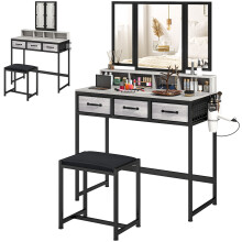 Tocador de Maquillaje Gris 90 x 40 x 141 cm