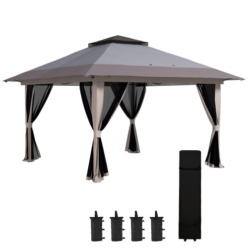 Outsunny Carpa Plegable Gris 392 x 392 x 283 cm