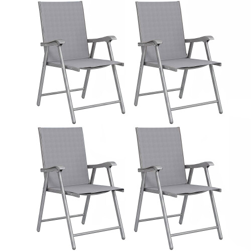 Outsunny Sillas Plegable Gris 62 x 58 x 97 cm