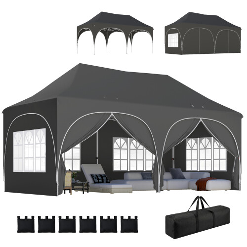 Outsunny Carpa Plegable Gris 598 x 300 x 315 cm
