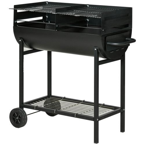 Outsunny Barbacoa de Carbón Negro 90 x 45 x 96 cm