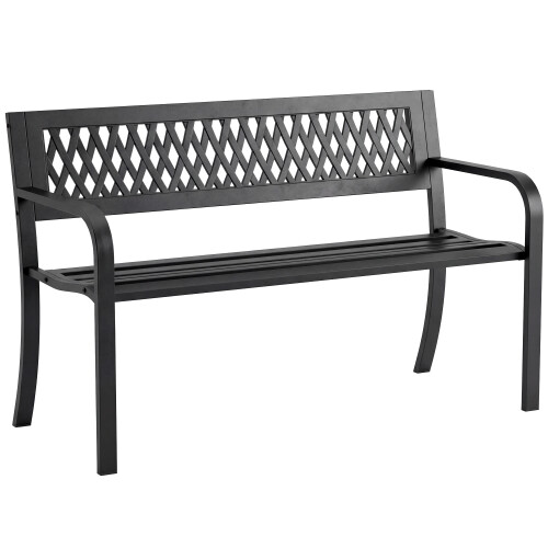 Outsunny Banco de Jardín Negro 119 x 50 x 75 cm