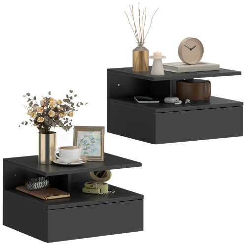 Homcom Mesitas de Noche Negro 35 x 32 x 22.5 cm