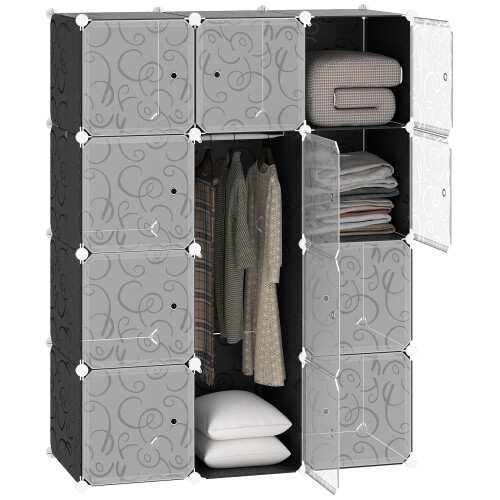 Homcom Armario Modular Plástico Negro 111 x 47 x 145cm