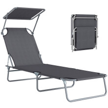 Tumbona Plegable Gris 187 x 58 x 77 cm
