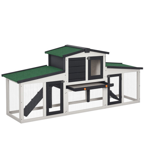 PawHut Conejera para Exterior Gris 197 x 49 x 86 cm