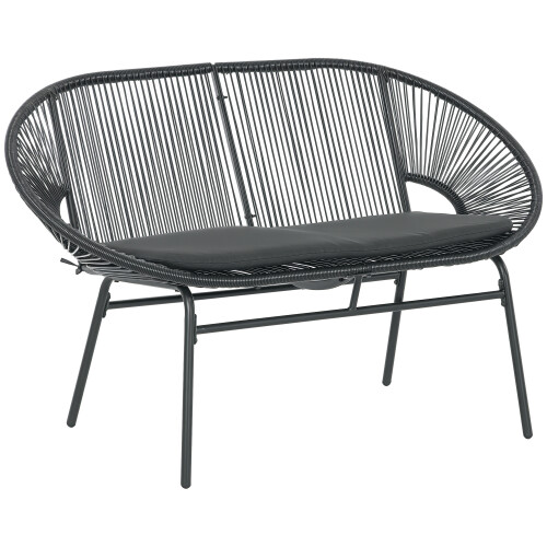 Outsunny Silla de Ratán Negro 132 x 72 x 83 cm