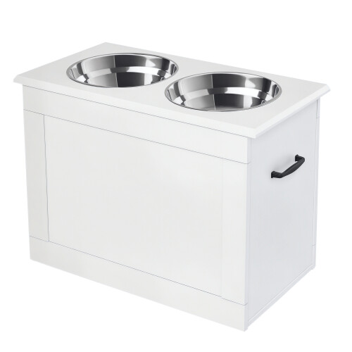 PawHut Comedero para Perro Blanco 60 x 30 x 41 cm
