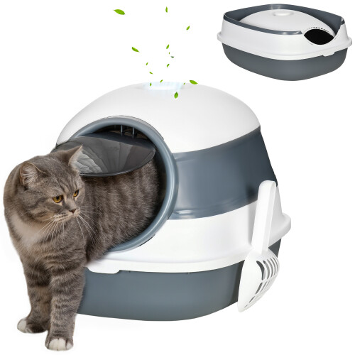 PawHut Arenero para Gato Bicolor 52 x 41 x 38 cm