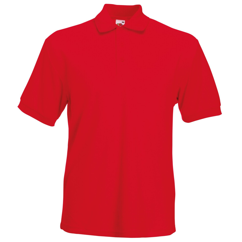 Fruit Of The Loom (L, Red) Mens 65/35 Heavyweight Pique Short Sleeve Polo Shirt