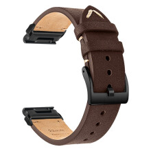 Premium Läderarmband Kompatibelt med Garmin Fenix 8/7X/3 - Stilrent Ersättningsarmband DarkBrown 22 mm