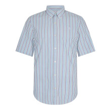 (S, White) Timberland Mens Striped Short-Sleeved Button-Down Shirt