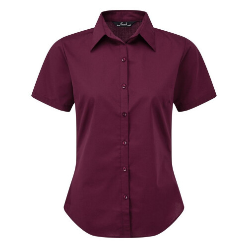 Premier (14, Aubergine) Premier Short Sleeve Poplin Blouse / Plain Work Shirt