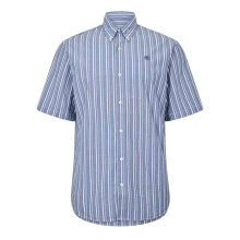 (M, Dark Denim) Timberland Mens Striped Short-Sleeved Button-Down Shirt