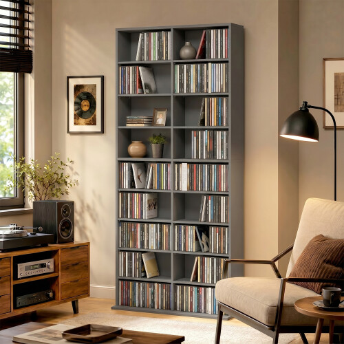 Homcom HOMCOM 640 CD Storage Unit 360 DVD Storage Tower w/ 18 Compartments Grey 2