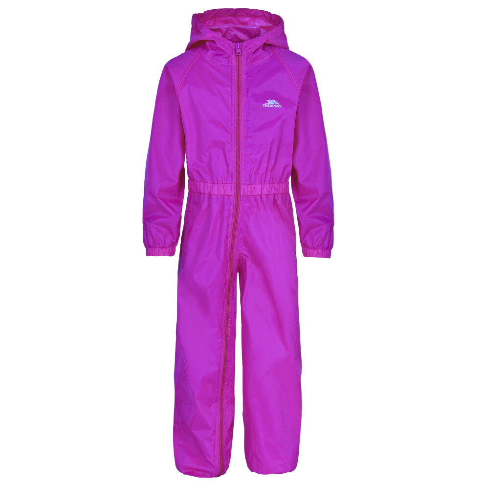 Trespass (3-4 Years, Purple Orchid) Childrens/Kids Button Rain Suit