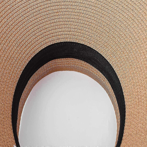 Women's Sun Visor Foldable Straw Hat Adjustable Size Wide Brim Hat (Black) 1