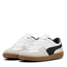 (13 UK Child, White/Black) Puma Childrens/Kids Palermo Leather Low Cut Flat Trainers