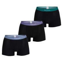 (S, Black/Blue/Green) Paul Smith Mens Logo Cotton Boxer Shorts (Pack of 3)