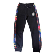 (11-12 Years, Black/Multicoloured) DFND London Childrens/Kids Abstract Slim Joggers