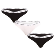 (8 UK, Black/White) Calvin Klein Womens/Ladies Branded Thong (Pack of 3)