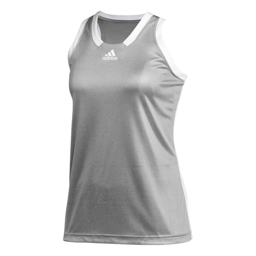 Adidas (14 Uk, Grey) Womens/Ladies Side Stripe Regular Tank Top