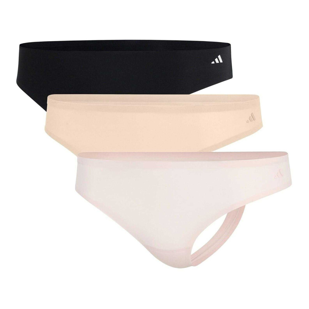 Adidas (16 Uk, Black/Beige/Cream) Womens/Ladies Thong (Pack Of 3)