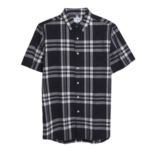 Farah (M, Black/White) Farah Mens Bold Check Cotton Shirt