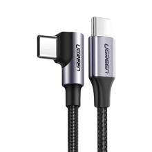UGREEN USB-C til USB-C, vinklet, 1m - Grå/Sort
