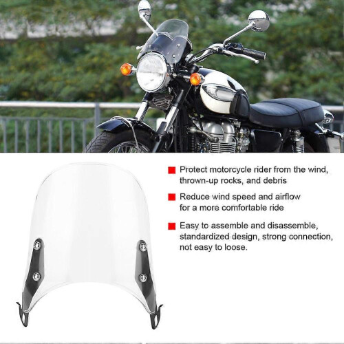 Windscreen Wind Deflector Motorcycle Suits 5-7" Round Headlights Windshield compatible with YAMAHA(White) 1