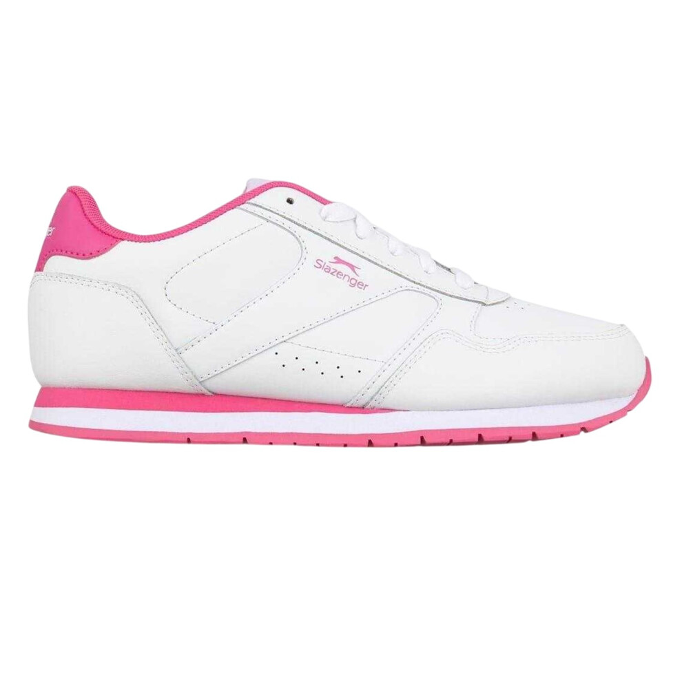 Slazenger (3 Uk, White/Cerise) Childrens/Kids Classic Leather Trainers