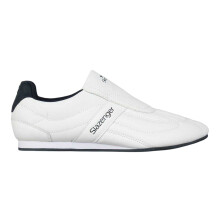 (4 UK, White/Navy) Slazenger Childrens/Kids Warrior Leather Flat Trainers