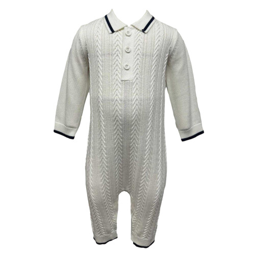Pretty Green Baby Cable Knit Collared Romper