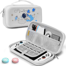 Protective Case Cover for Nintendo Switch 2, 10 Game Slots, White — switch 2 case, jemdo case, astronaut switch case