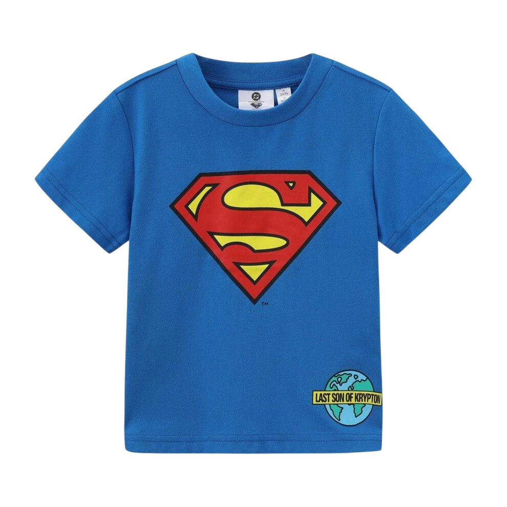 Superman Unisex Blue Last Son Of Krypton Polyester Blend T-Shirt In | Size: 5-6 Years - Image 2