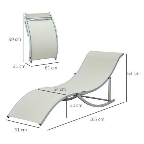 Outsunny Set 2 Tumbonas Plegable Beige 165 x 61 x 63 cm 2