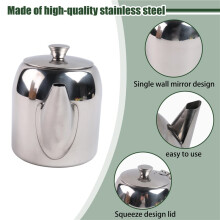 Stainless Steel Teapot 20 Oz Spill-Proof Metal Teapot with Short Straight Spout Cold Water Jug Coffee Kettle Tea Kettle