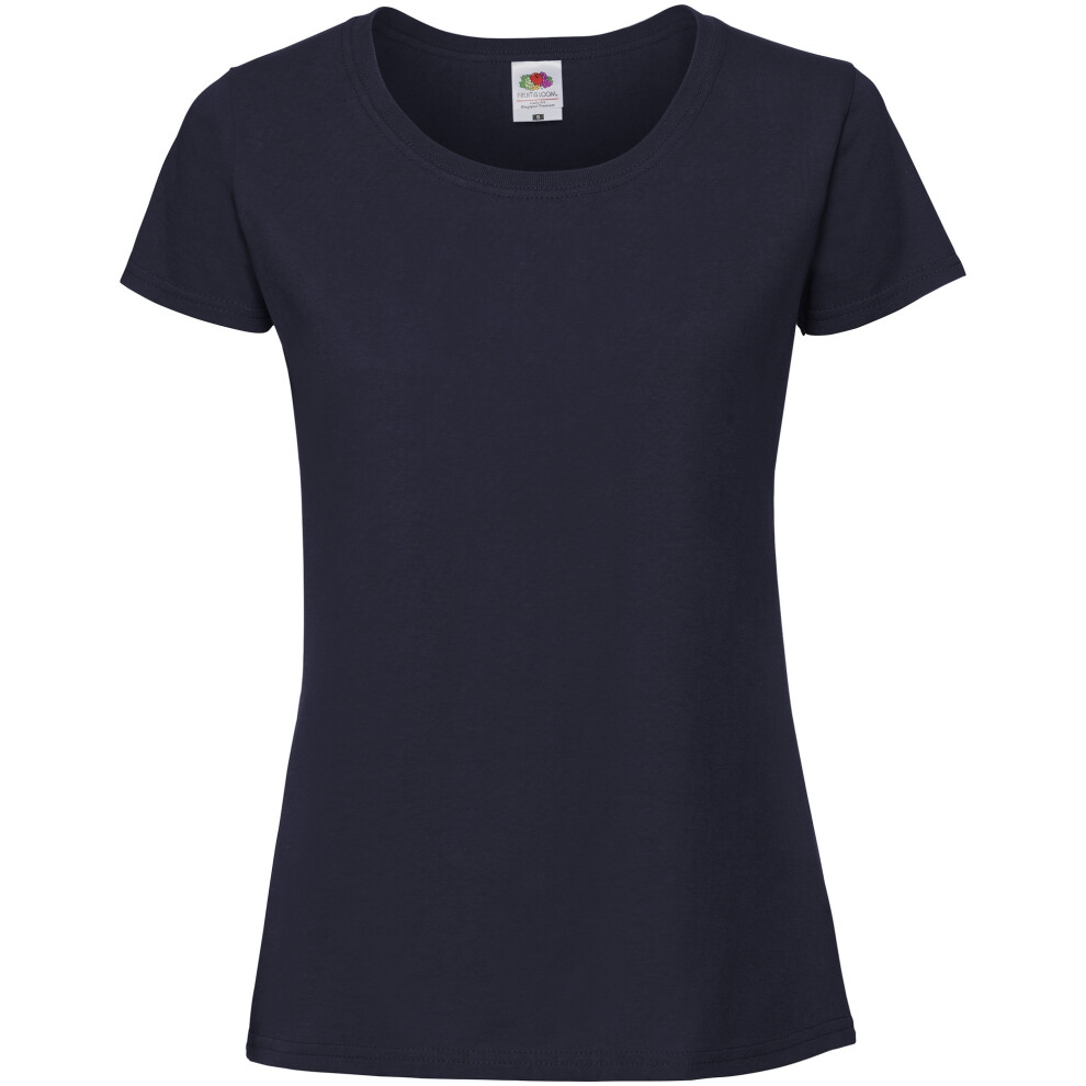 Fruit Of The Loom Women's Mid Navy Fit Ringspun Premium T-Shirt In | Size: Small - Image 2