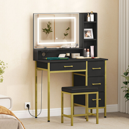 Homcom Tocador de Maquillaje Negro 88 x 40 x 134 cm 1