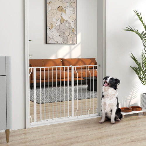 PawHut Barrera Seguridad Perro Blanco 115 x 1.5 x 76 cm 1