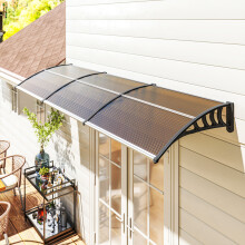 Outsunny Door Canopy Outdoor Awning Rain Shelter for Window Porch, Brown