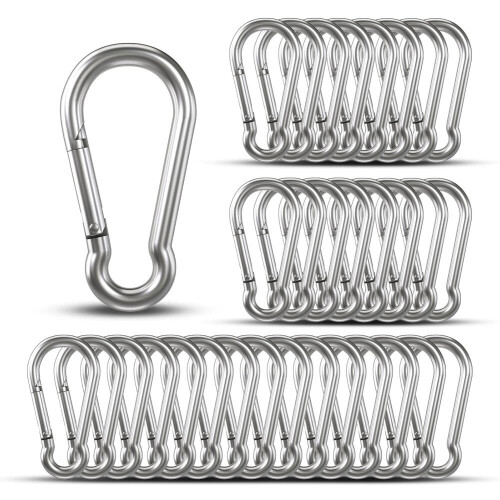 Conjunto de 32 Mosquetões Pequenos com Gancho de 4 cm (1,57 polegadas) em Ferro Galvanizado Reforçado 1