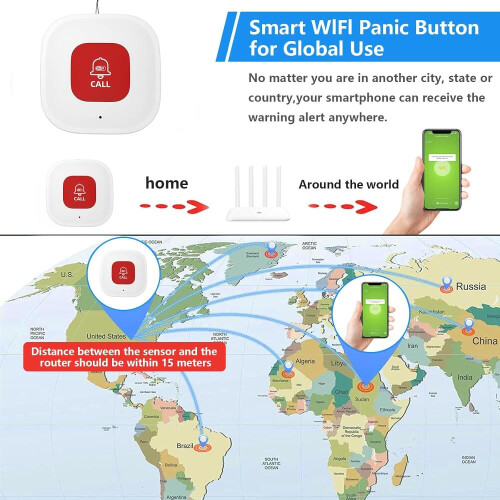 Κουμπί κλήσης φροντιστή WiFi PILSAMAS για ηλικιωμένους στο σπίτι με ειδοπο 2