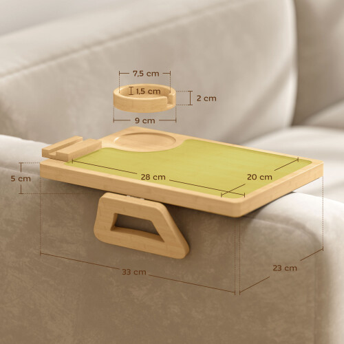 Homcom Bandeja Reposabrazos Sofá Marrón 33 x 23 x 5 cm 2